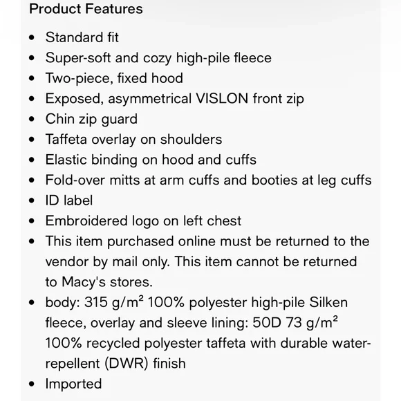 The North Face Infant Oso One-Piece Bunting Plush Pink and Gray 0-3M - Picture 12 of 12